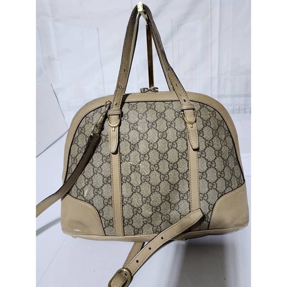 Authentic GUCCI GG Supreme Monogram Margaux Calfskin Small Nice Top Handle Dome - Picture 7 of 16